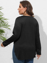 Plus Size Round Neck Long Sleeve Slit T-Shirt women Attire by Trendsi