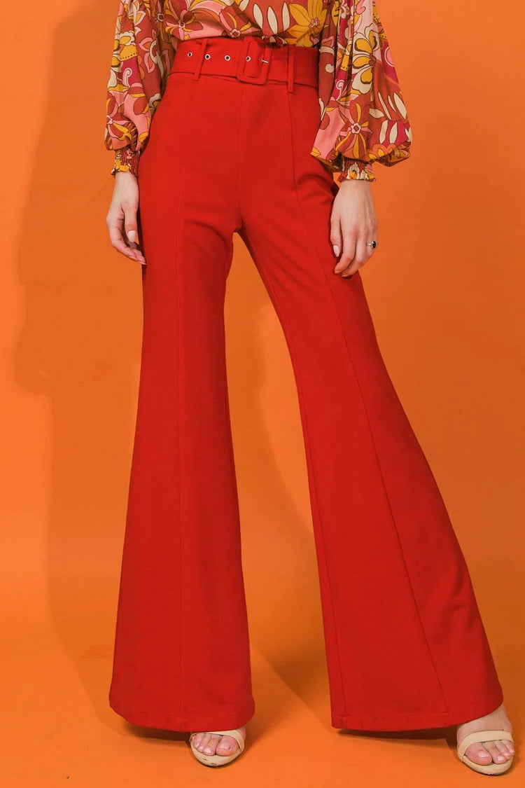 COUNTDOWN THE HOURS WOVEN FLARED PANTS PANTS by Flying Tomato