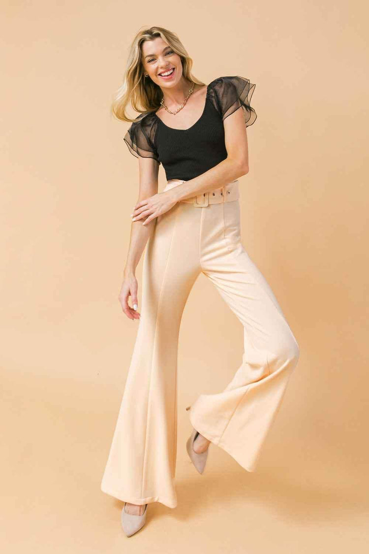 COUNTDOWN THE HOURS WOVEN FLARED PANTS PANTS by Flying Tomato