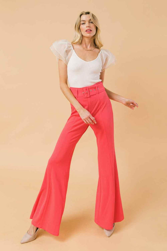 COUNTDOWN THE HOURS WOVEN FLARED PANTS PANTS by Flying Tomato
