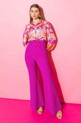COUNTDOWN THE HOURS WOVEN FLARED PANTS PANTS by Flying Tomato