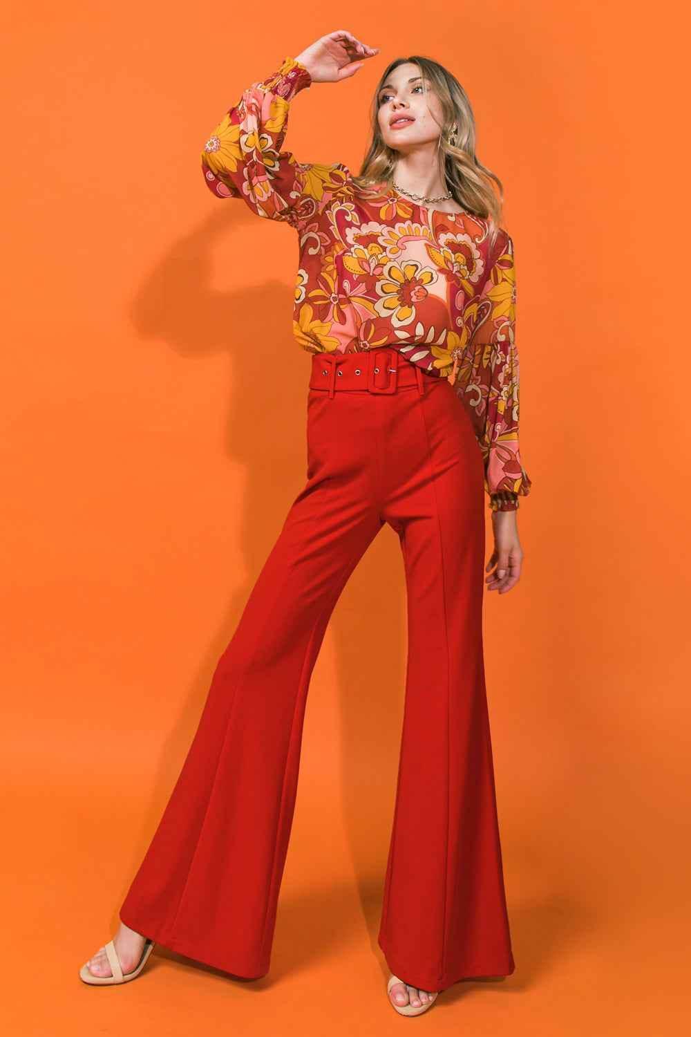 COUNTDOWN THE HOURS WOVEN FLARED PANTS PANTS by Flying Tomato