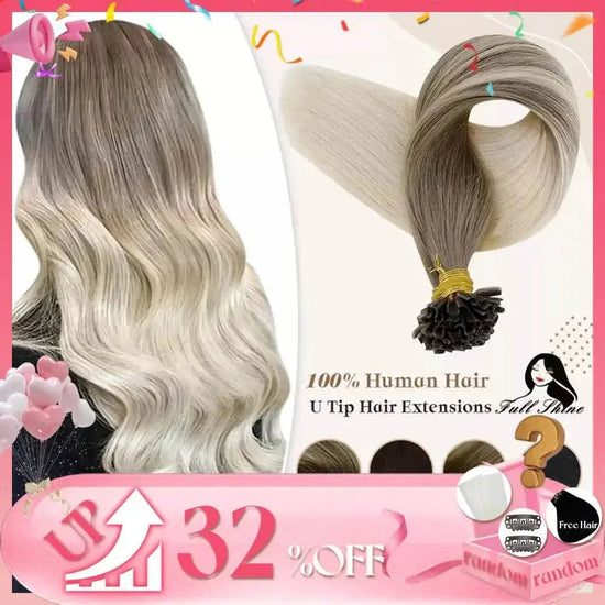 Full Shine U Tip Hair Extensions Fusion Hair Balayage Color 40-50g Keratin Glue Beads Prebonded Human Hair Extensiones Hair Accessories by Dropshee
