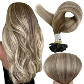 Full Shine U Tip Hair Extensions Fusion Hair Balayage Color 40-50g Keratin Glue Beads Prebonded Human Hair Extensiones Hair Accessories by Dropshee