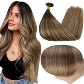 Full Shine U Tip Hair Extensions Fusion Hair Balayage Color 40-50g Keratin Glue Beads Prebonded Human Hair Extensiones Hair Accessories by Dropshee