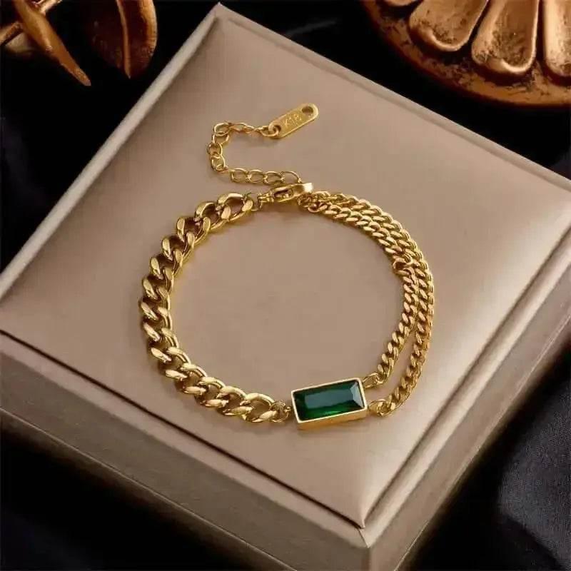 Gold Fashion Link Chain Bracelet Collection charms by DIEYURO Official Store