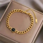 Gold Fashion Link Chain Bracelet Collection charms by DIEYURO Official Store