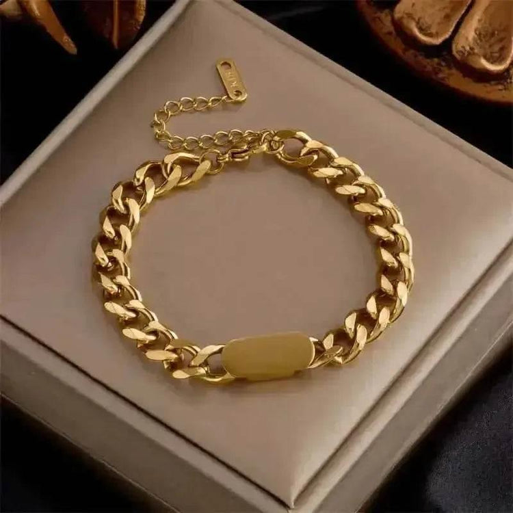 Gold Fashion Link Chain Bracelet Collection charms by DIEYURO Official Store