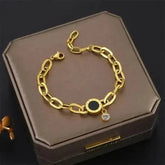 Gold Fashion Link Chain Bracelet Collection charms by DIEYURO Official Store