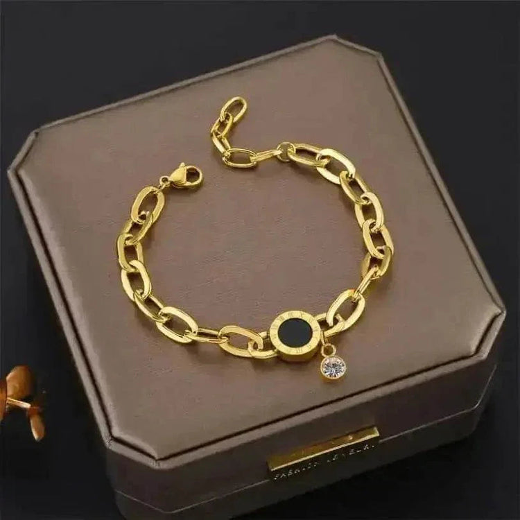 Gold Fashion Link Chain Bracelet Collection charms by DIEYURO Official Store