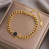 Gold Fashion Link Chain Bracelet Collection charms by DIEYURO Official Store