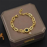 Gold Fashion Link Chain Bracelet Collection charms by DIEYURO Official Store