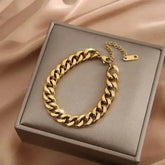 Gold Fashion Link Chain Bracelet Collection charms by DIEYURO Official Store