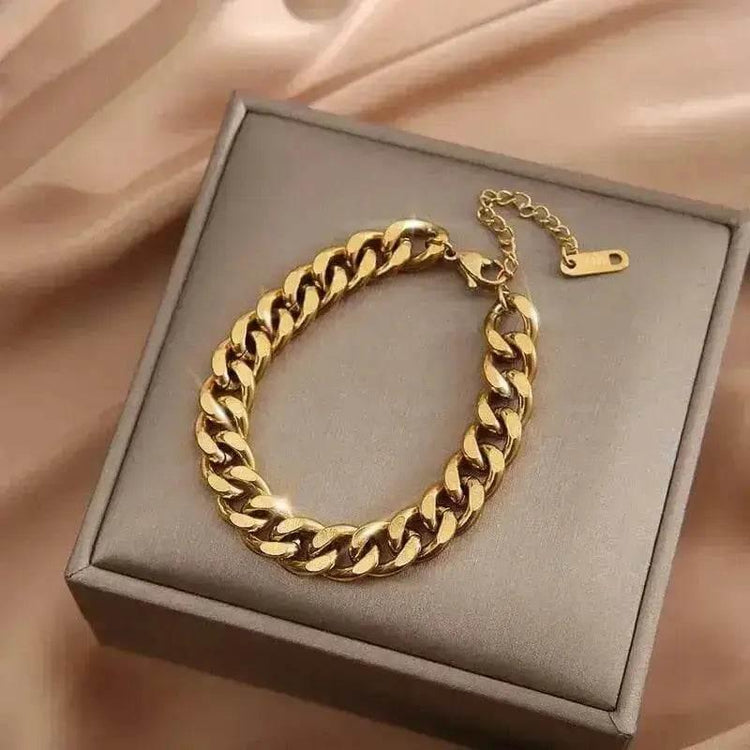 Gold Fashion Link Chain Bracelet Collection charms by DIEYURO Official Store