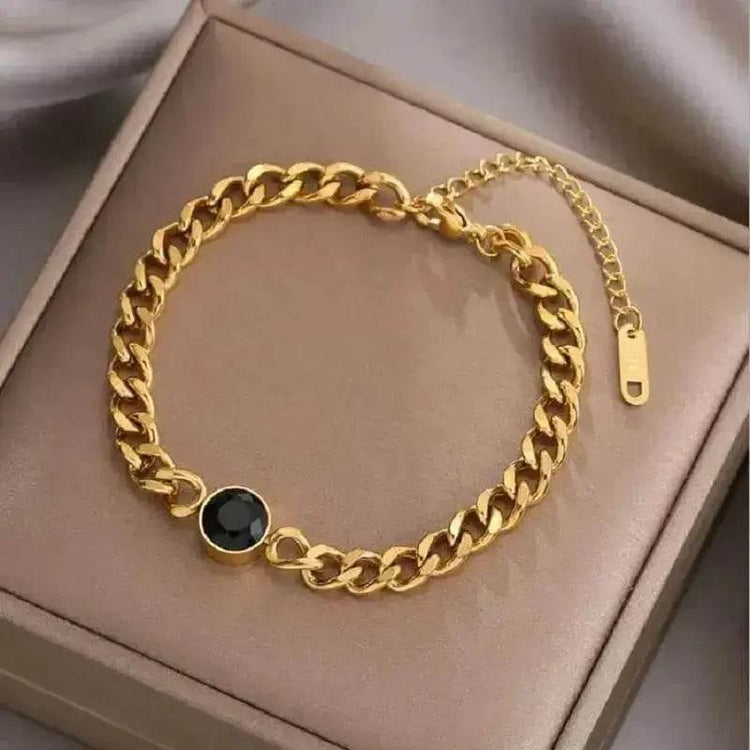 Gold Fashion Link Chain Bracelet Collection charms by DIEYURO Official Store