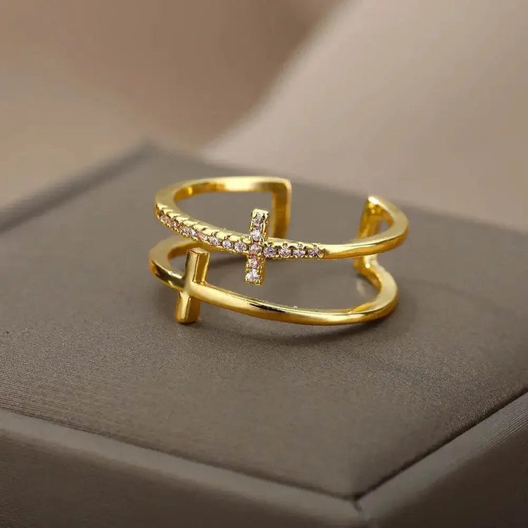 Gold Geometric Stainless Steel Ring Rings by Dropshee
