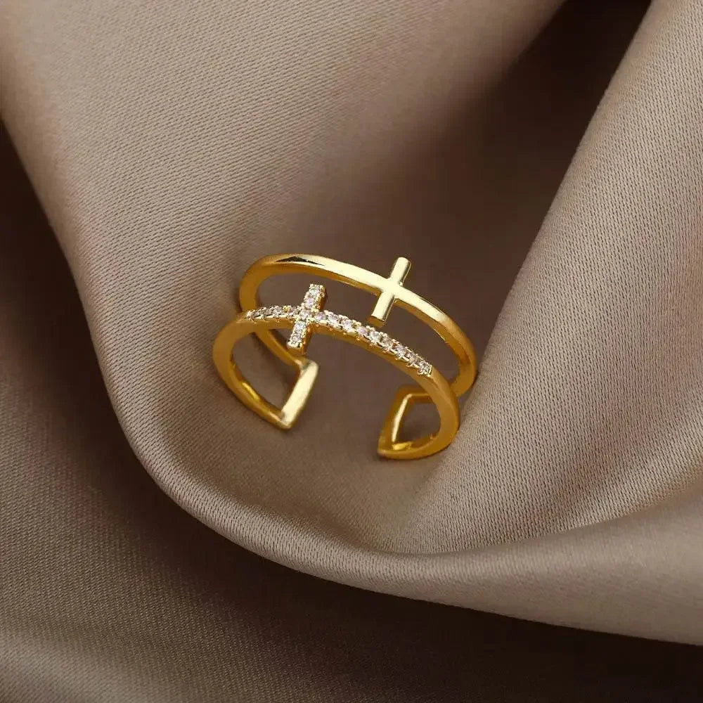 Gold Geometric Stainless Steel Ring Rings by Dropshee