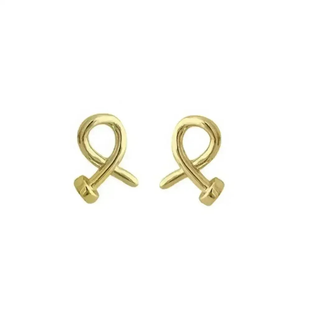 Gold Plated Crossed Nail Head Stud Earrings Pair Jewelry & Accessories by ALIEX