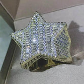 Gold Star Ring Crystal Micro-Inlaid Zircon Jewlery by DSERS