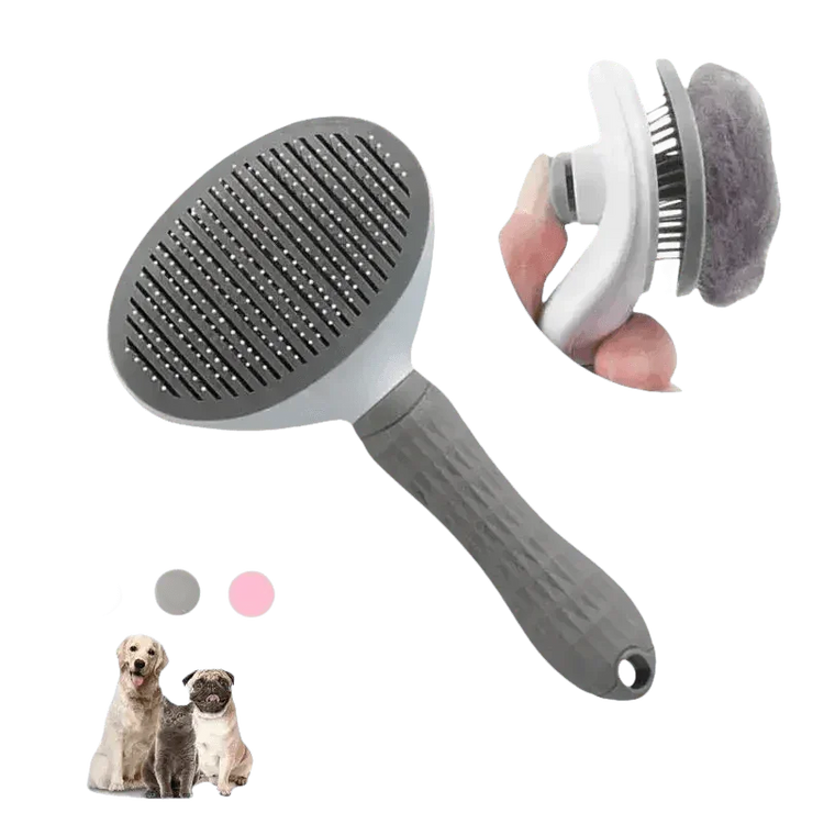 Gray and White Stainless Steel Dog Hair Brush Cat Comb Pet Hair Brush by Pet Tribe Store