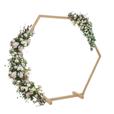Hexagonal Wooden Wedding Arch with Floral Decorations Wedding Ceremony Arch by Wisforfurniture Store