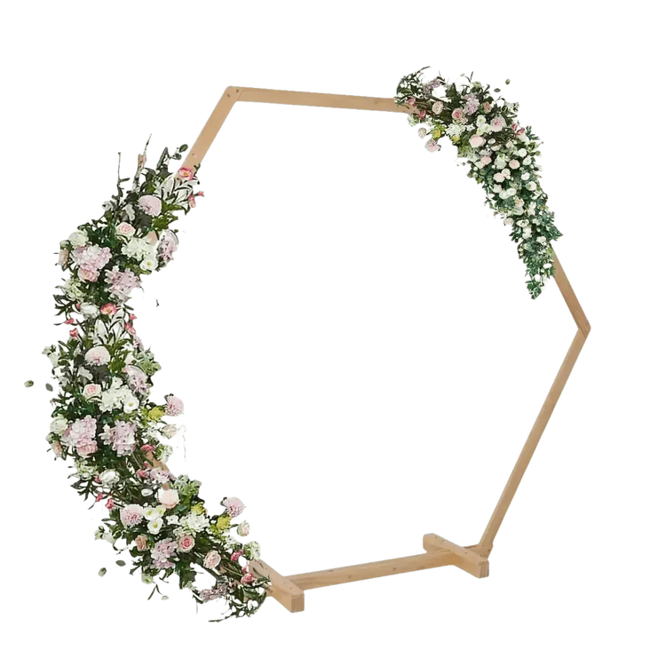 Hexagonal Wooden Wedding Arch with Floral Decorations Wedding Ceremony Arch by Wisforfurniture Store