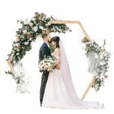 Hexagonal Wooden Wedding Arch with Floral Decorations Wedding Ceremony Arch by Wisforfurniture Store