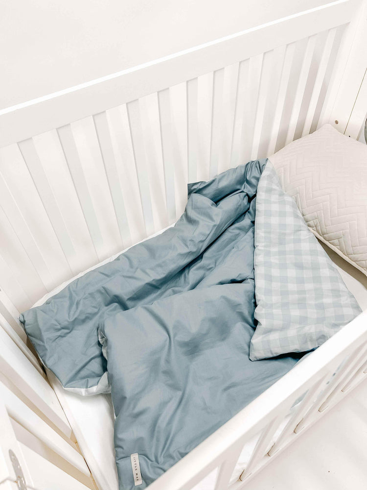 Marine Gingham Quilted Blanket by Little Mae & Co