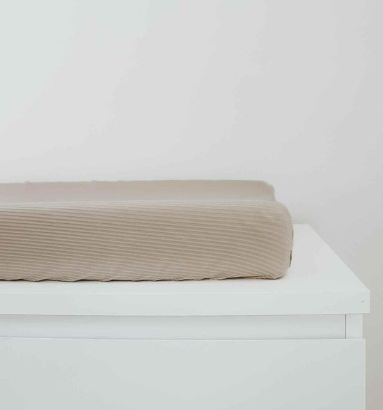 Oat Ribbed Changing Pad Cover by Little Mae & Co