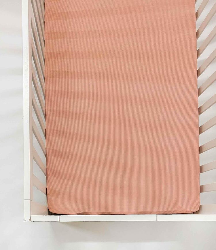 Peony Ribbed Crib Sheet by Little Mae & Co