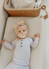Oat Ribbed Changing Pad Cover by Little Mae & Co