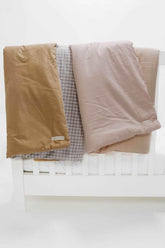 Chestnut Gingham Quilted Blanket by Little Mae & Co