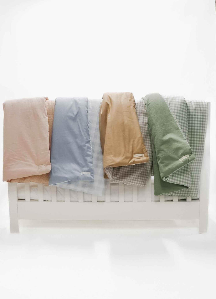 Marine Gingham Quilted Blanket by Little Mae & Co