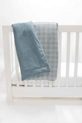 Marine Gingham Quilted Blanket by Little Mae & Co