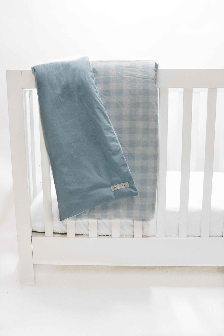 Marine Gingham Quilted Blanket by Little Mae & Co