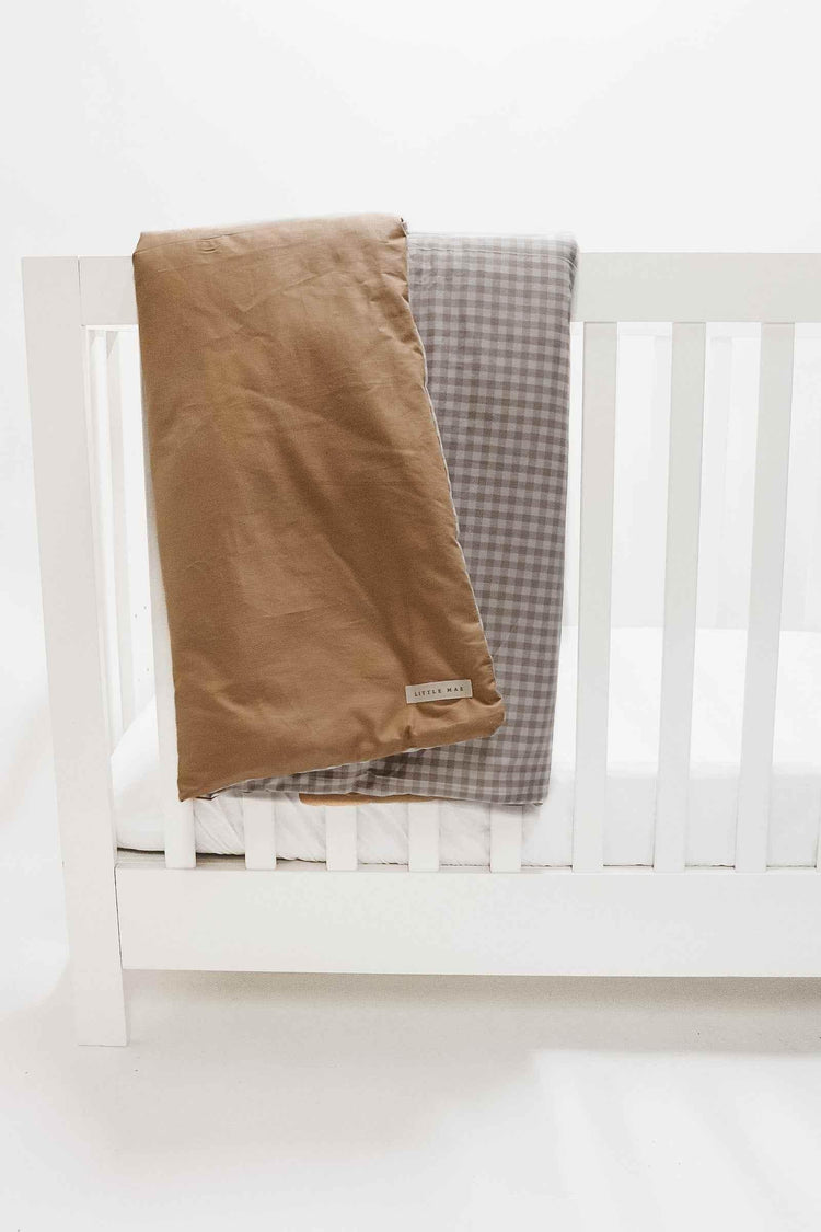 Chestnut Gingham Quilted Blanket by Little Mae & Co