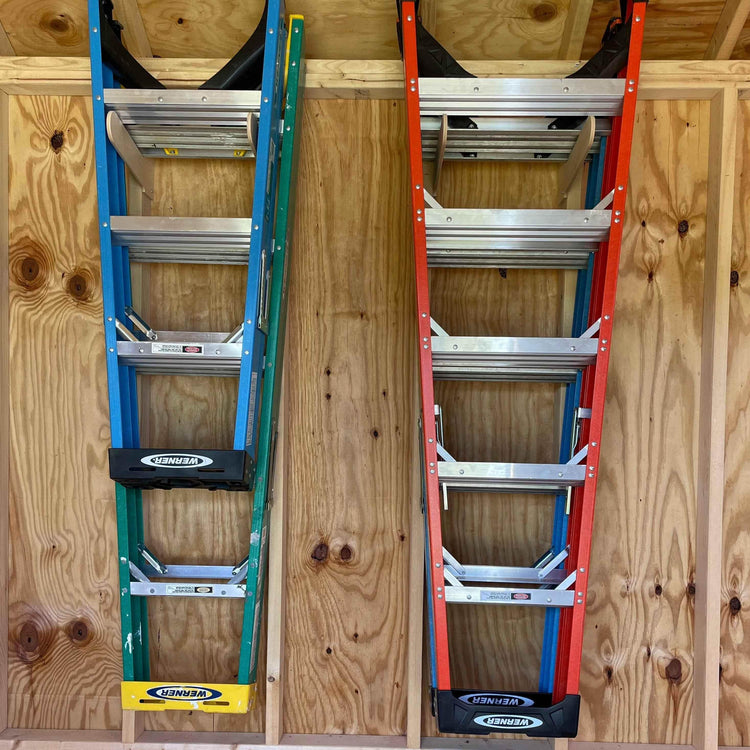 Shed Tool Organizer – Step Ladder & Yard Tool Storage Rack Shed Organization by HangThis Up My Shed Organizing System