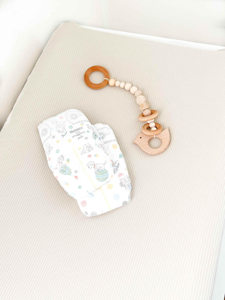 Oat Ribbed Changing Pad Cover by Little Mae & Co