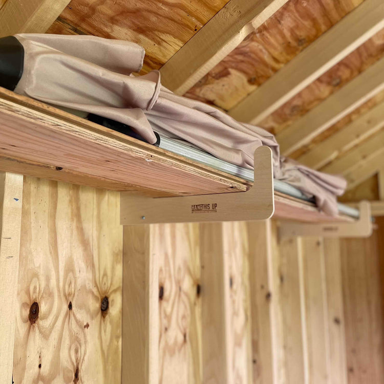 Shed Tool Organizer – Step Ladder & Yard Tool Storage Rack Shed Organization by HangThis Up My Shed Organizing System