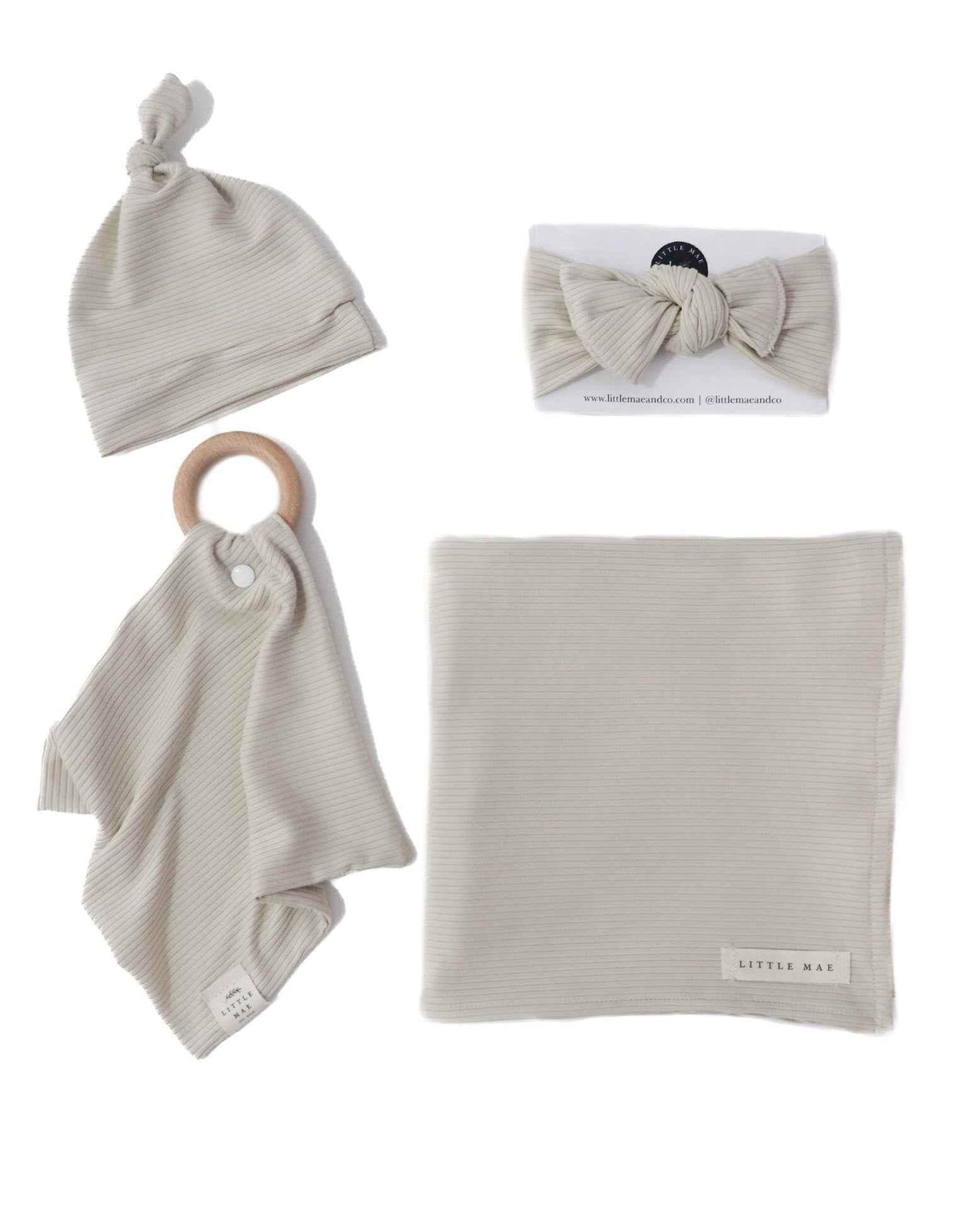 Oat Ribbed Stretch Swaddle by Little Mae & Co