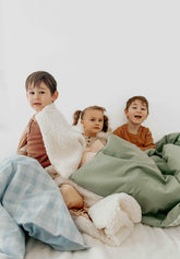 Marine Gingham Quilted Blanket by Little Mae & Co