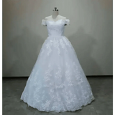 Ivory Lace Off Shoulder Wedding Gown 50cm Train Wedding Dresses by QQ Lover Official Store / Maria Novia Official Store
