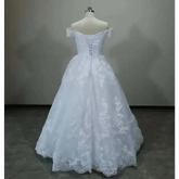 Ivory Lace Off Shoulder Wedding Gown 50cm Train Wedding Dresses by QQ Lover Official Store / Maria Novia Official Store