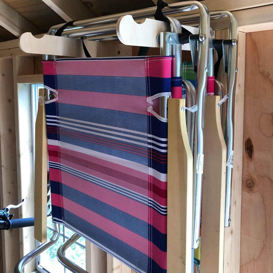 Lawn Chair Organizer – Shed Storage Rack for Yard Chairs Shed Organization by HangThis Up My Shed Organizing System