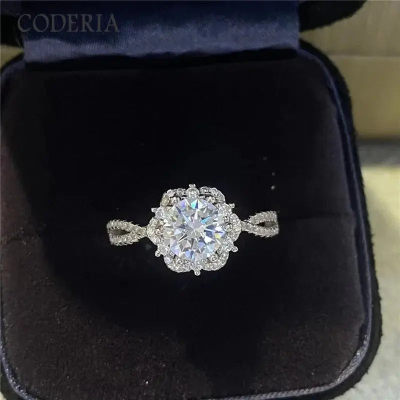 Princess Aisha 6 Claw 2 CT Moissanite Ring D Color VVS Diamond Certified Luxury Wedding Rings 925 Sterling Silver Jewelry Rings by Dropshee