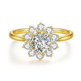 14K Gold Moissanite Flower Ring Rings by Dropshee