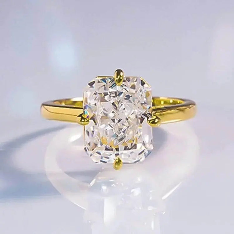 Radiant Cut Lab Moissanite Diamond Ring 100% Real 925 Rings by Dropshee