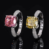 Vintage Pink Moissanite Diamond Ring 100% Real 925 Sterling Silver Party Wedding Band Rings for Women Bridal Engagement Jewelry Rings by Dropshee