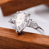 1/2/3/4ct Pear Cut All Moissanite Engagement Rings for Women S925 Sterling Silver 3-Stone Promise Wedding Band Luxury Jewelry Rings by Dropshee