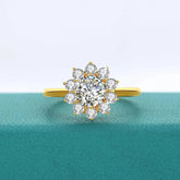 14K Gold Moissanite Flower Ring Rings by Dropshee